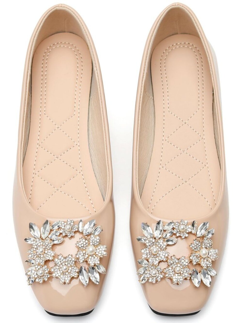Leather Flats for Women Square Toe Comfort Slip on Dress Shoes